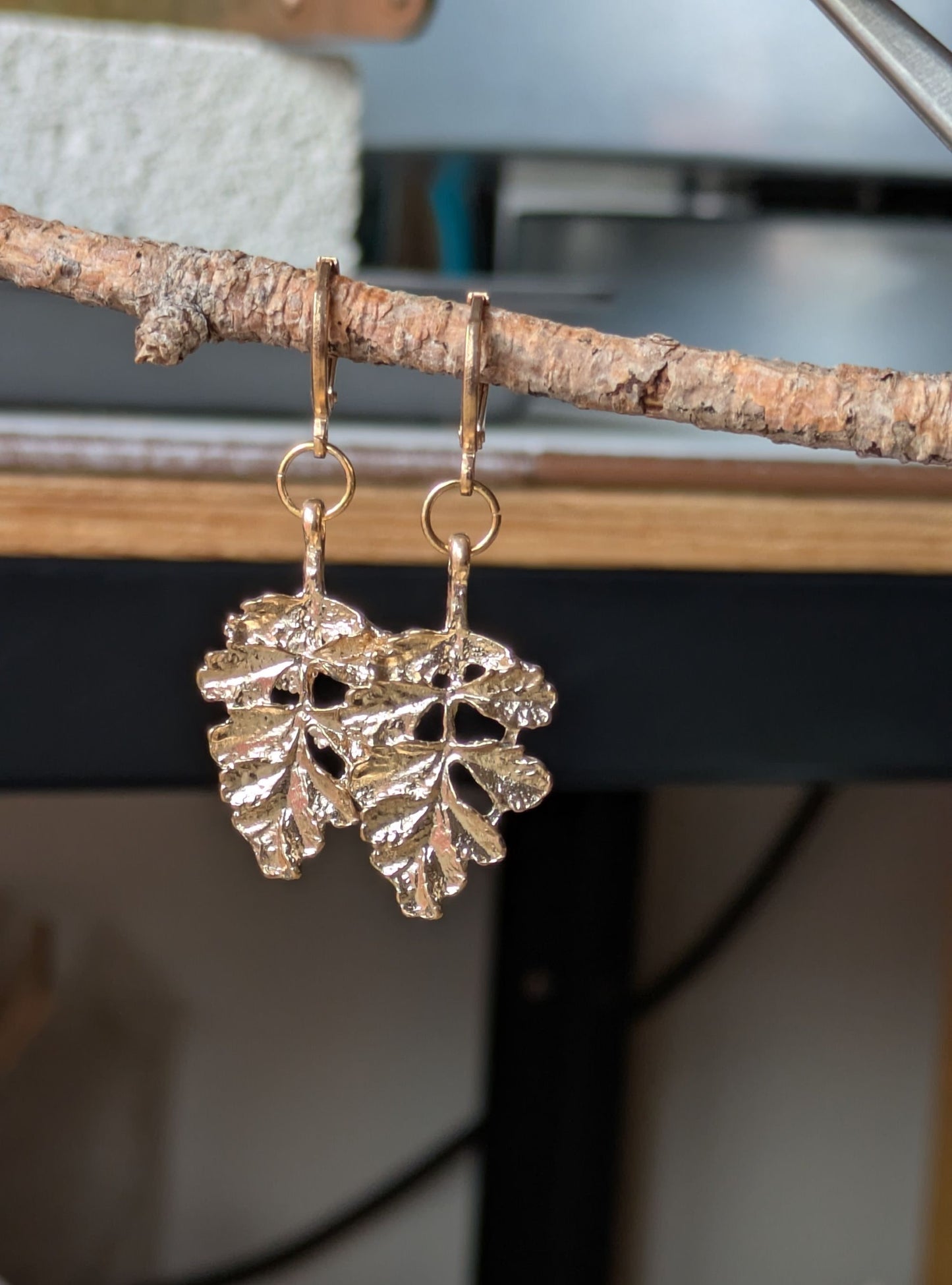 Leaf Earrings ~ Sparkling Brass