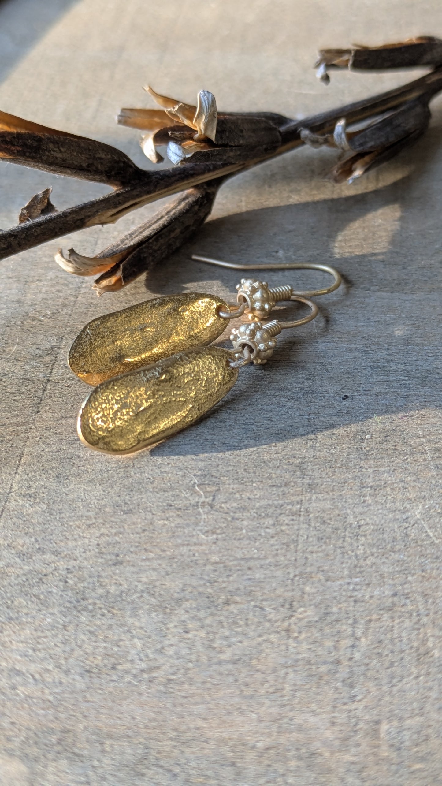 Organic Oval Textured Dangle Earrings