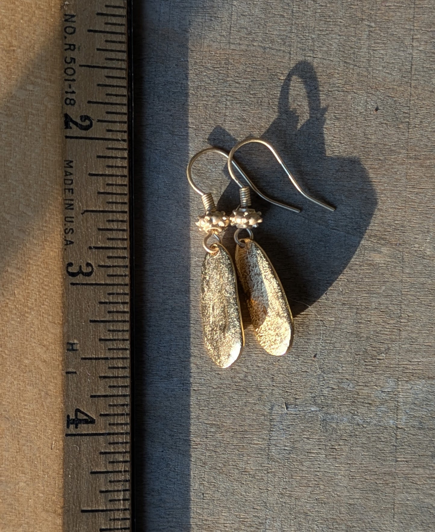 Organic Oval Textured Dangle Earrings