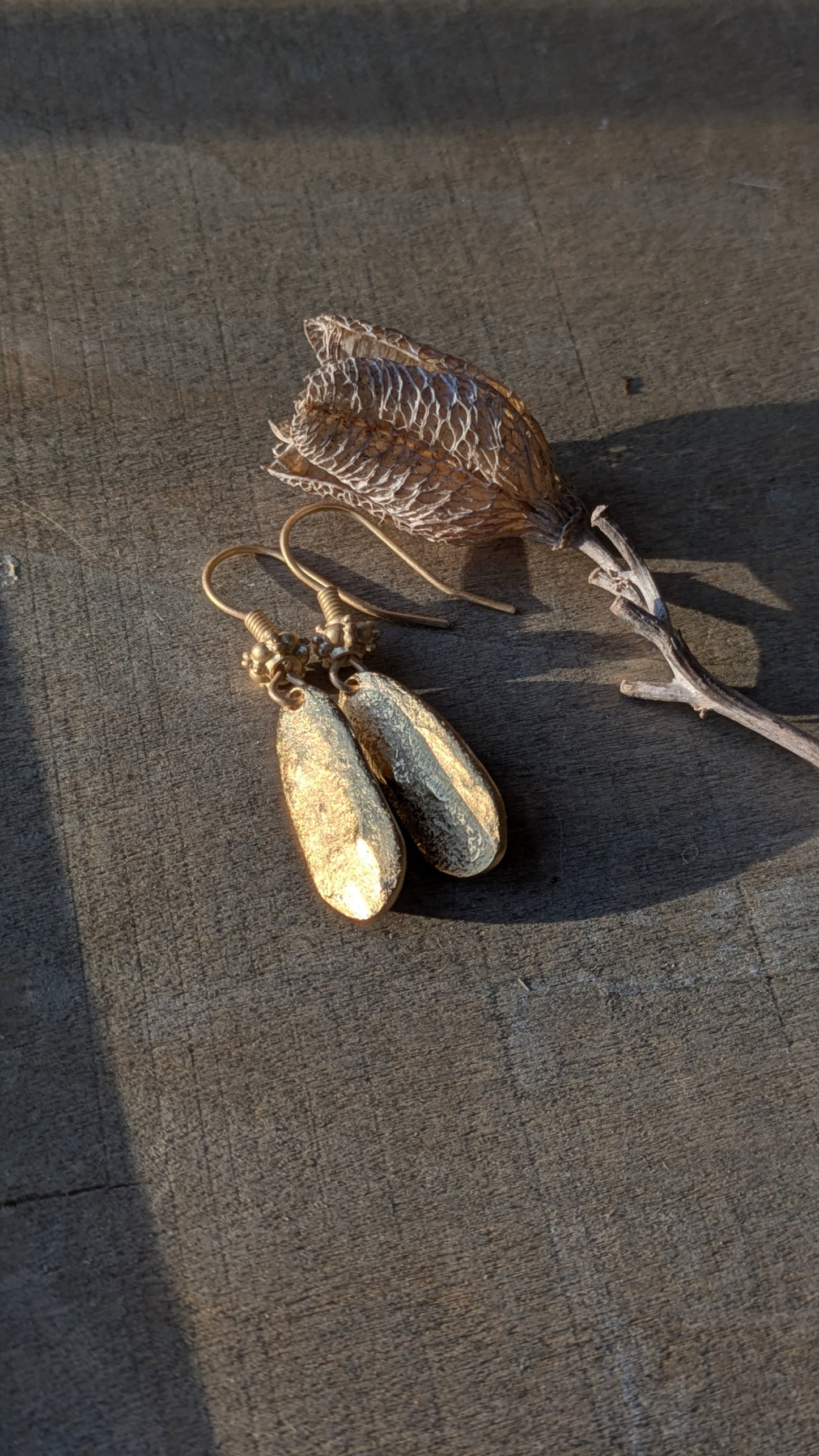 Organic Oval Textured Dangle Earrings