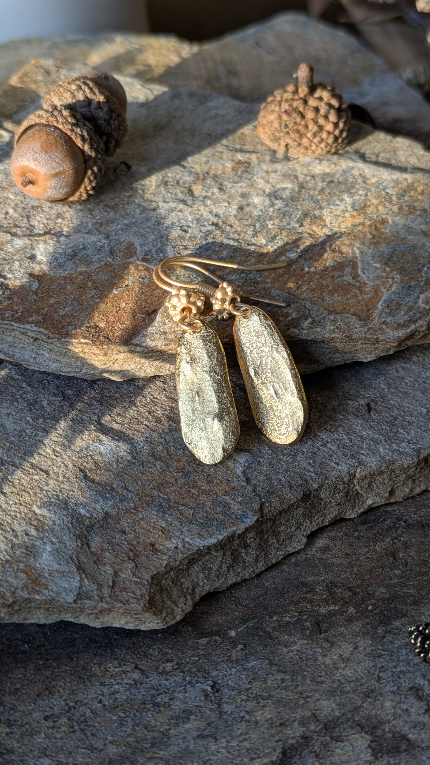 Organic Oval Textured Dangle Earrings