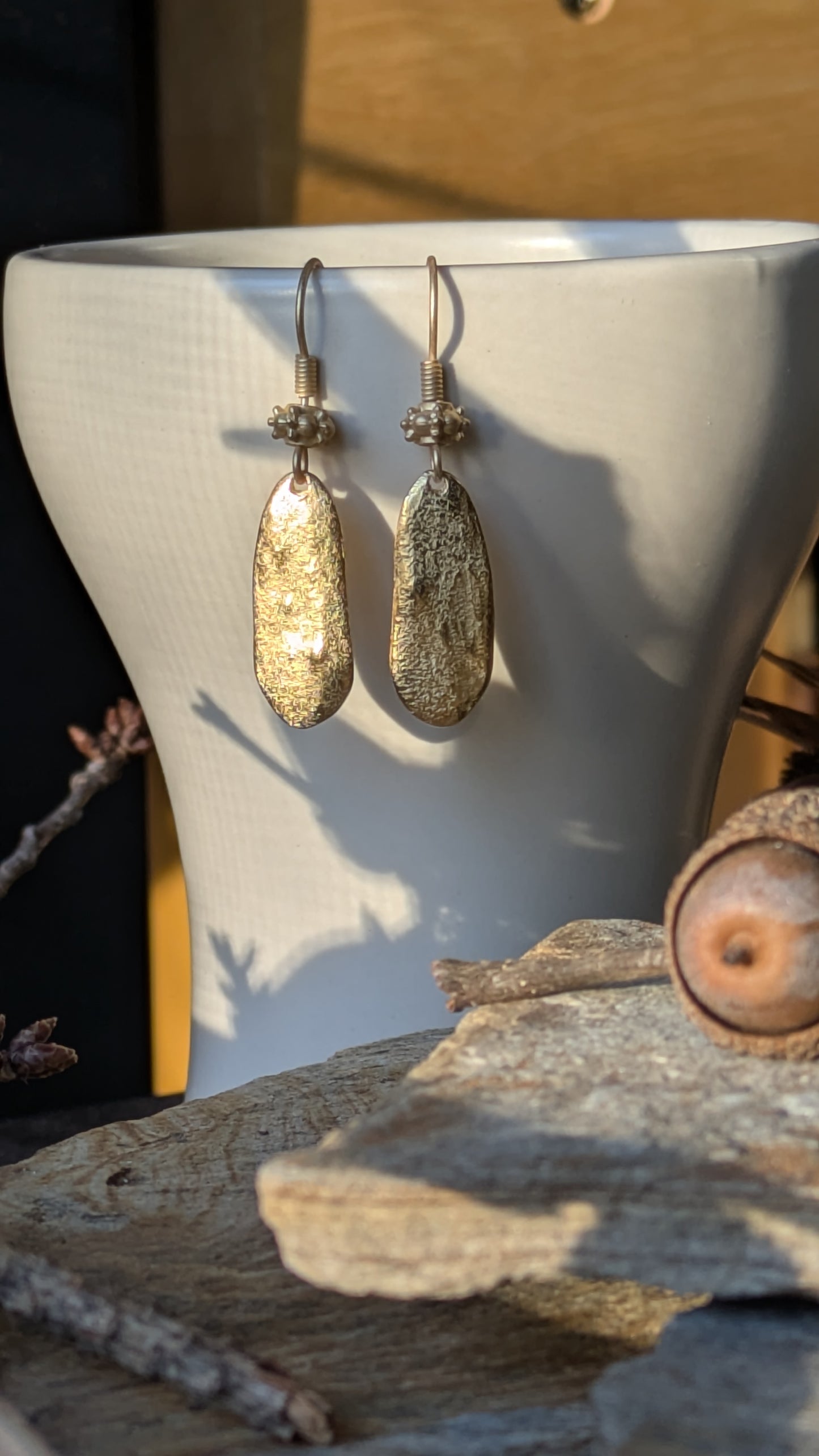 Organic Oval Textured Dangle Earrings