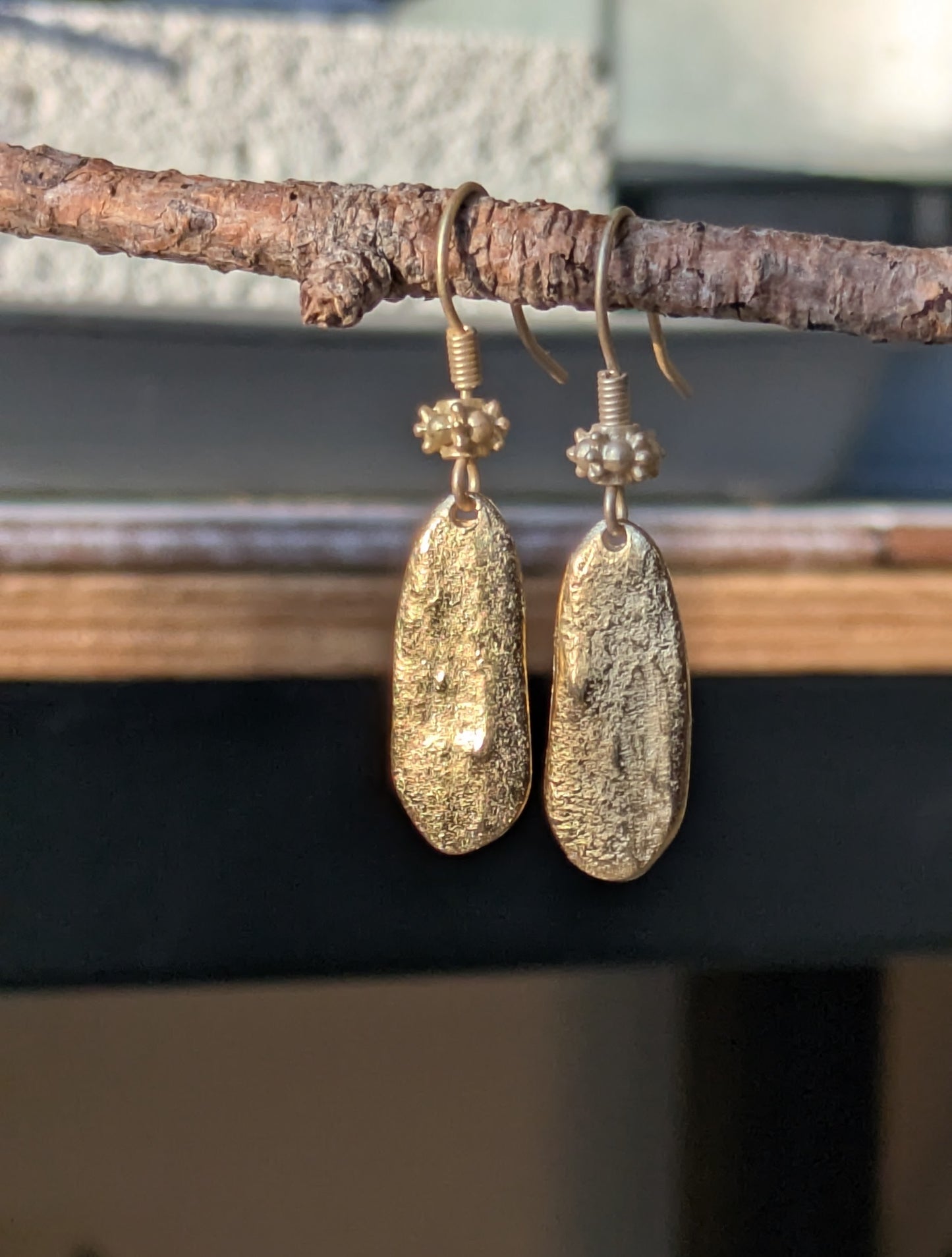 Organic Oval Textured Dangle Earrings