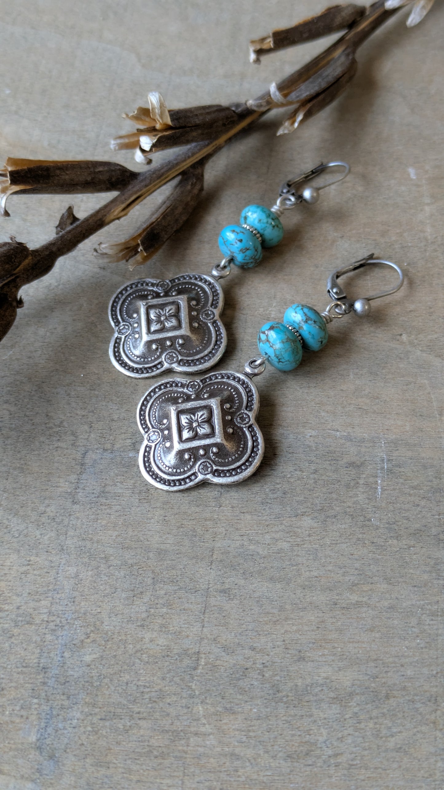 Turquoise Earrings ~ Quatrefoil