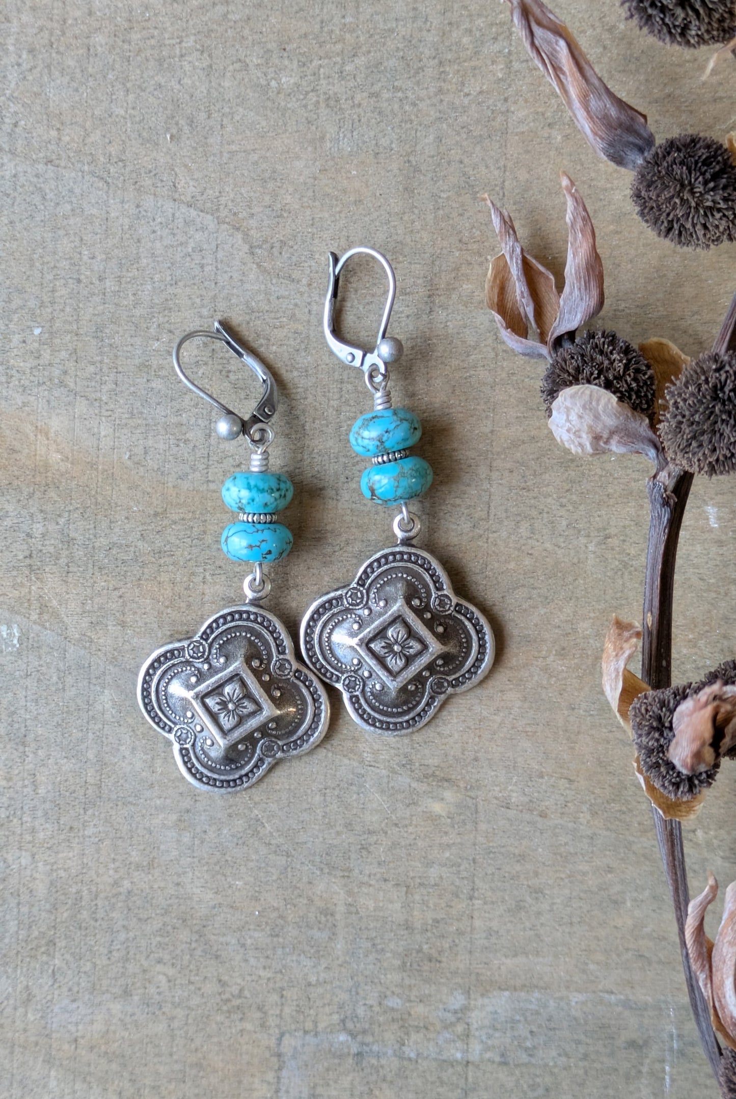 Turquoise Earrings ~ Quatrefoil