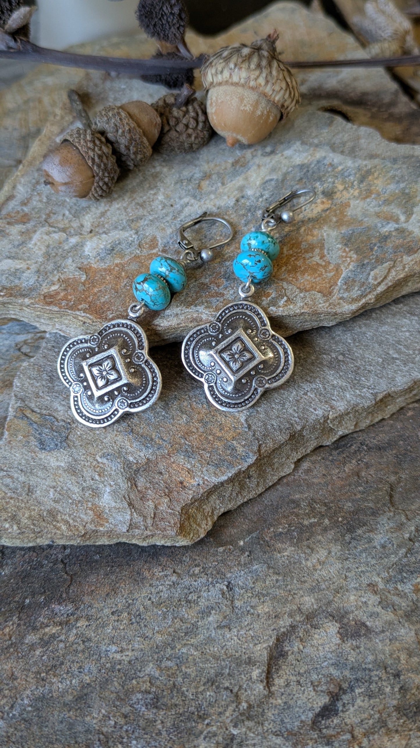 Turquoise Earrings ~ Quatrefoil