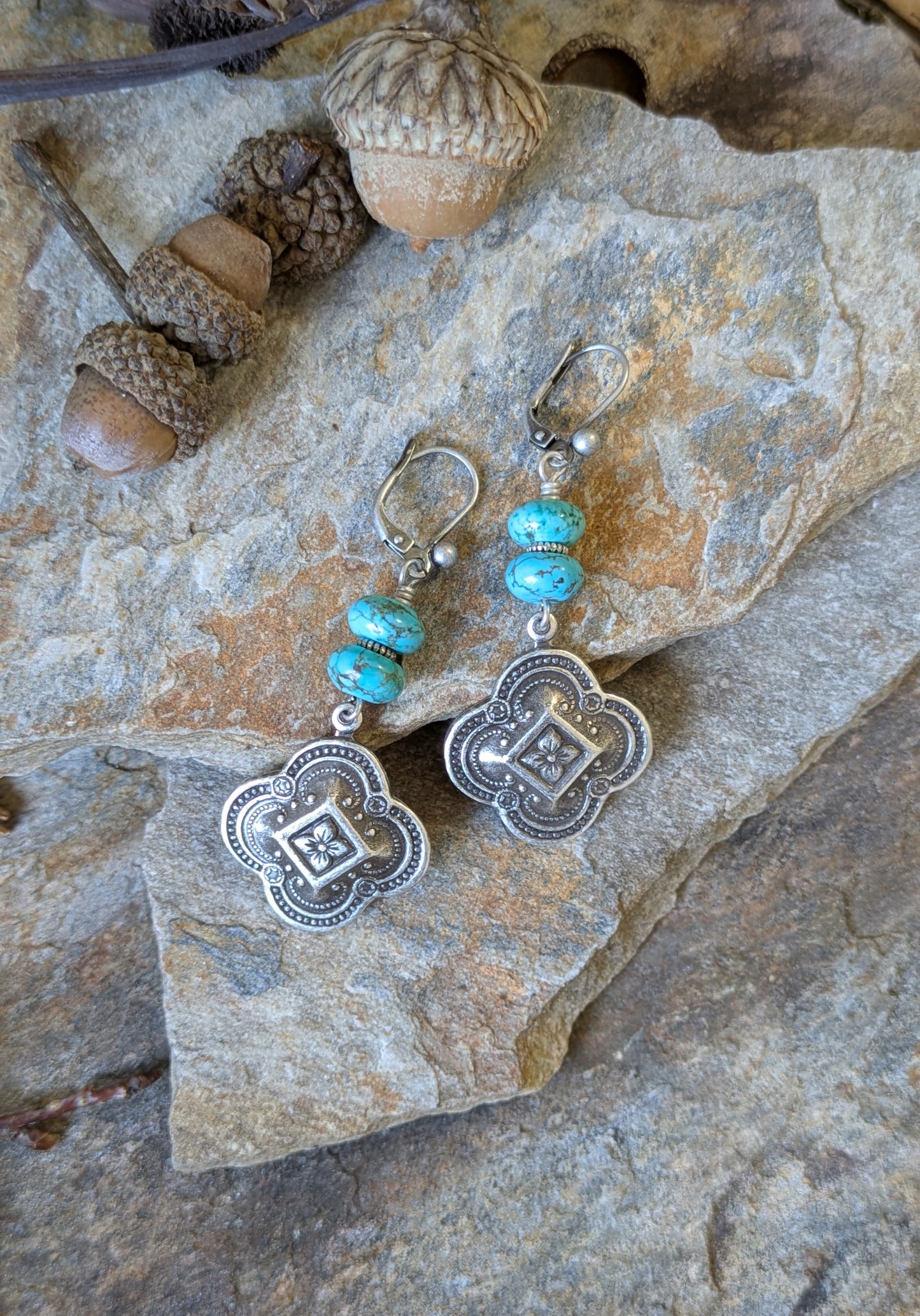 Turquoise Earrings ~ Quatrefoil