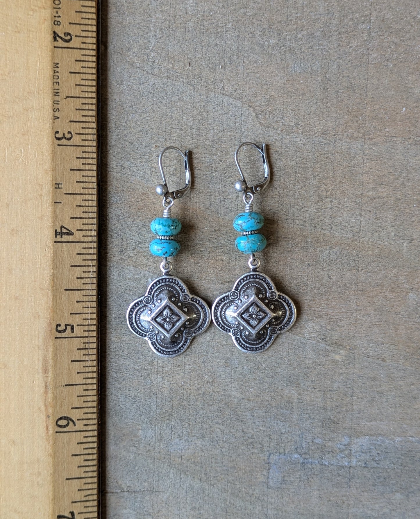 Turquoise Earrings ~ Quatrefoil