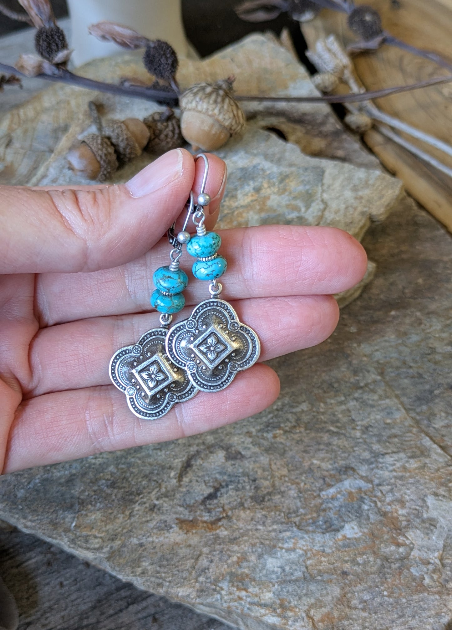 Turquoise Earrings ~ Quatrefoil