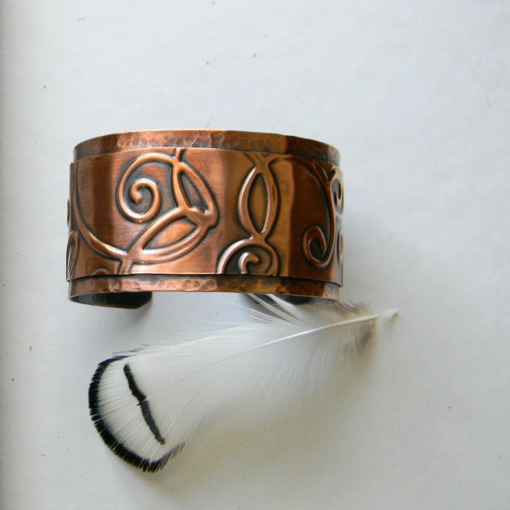 Copper Cuff Bracelet Swirls