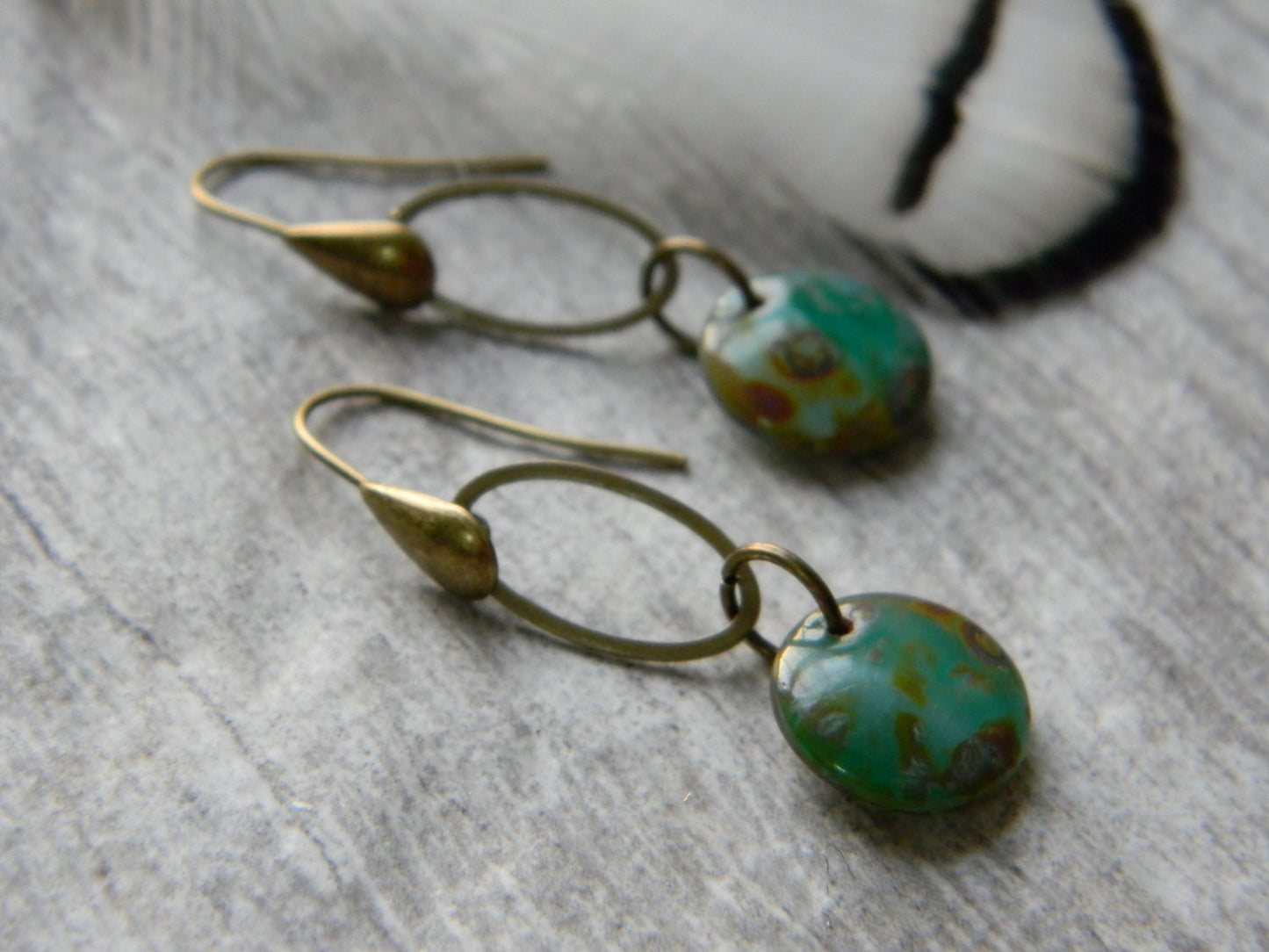 Simple green glass earrings