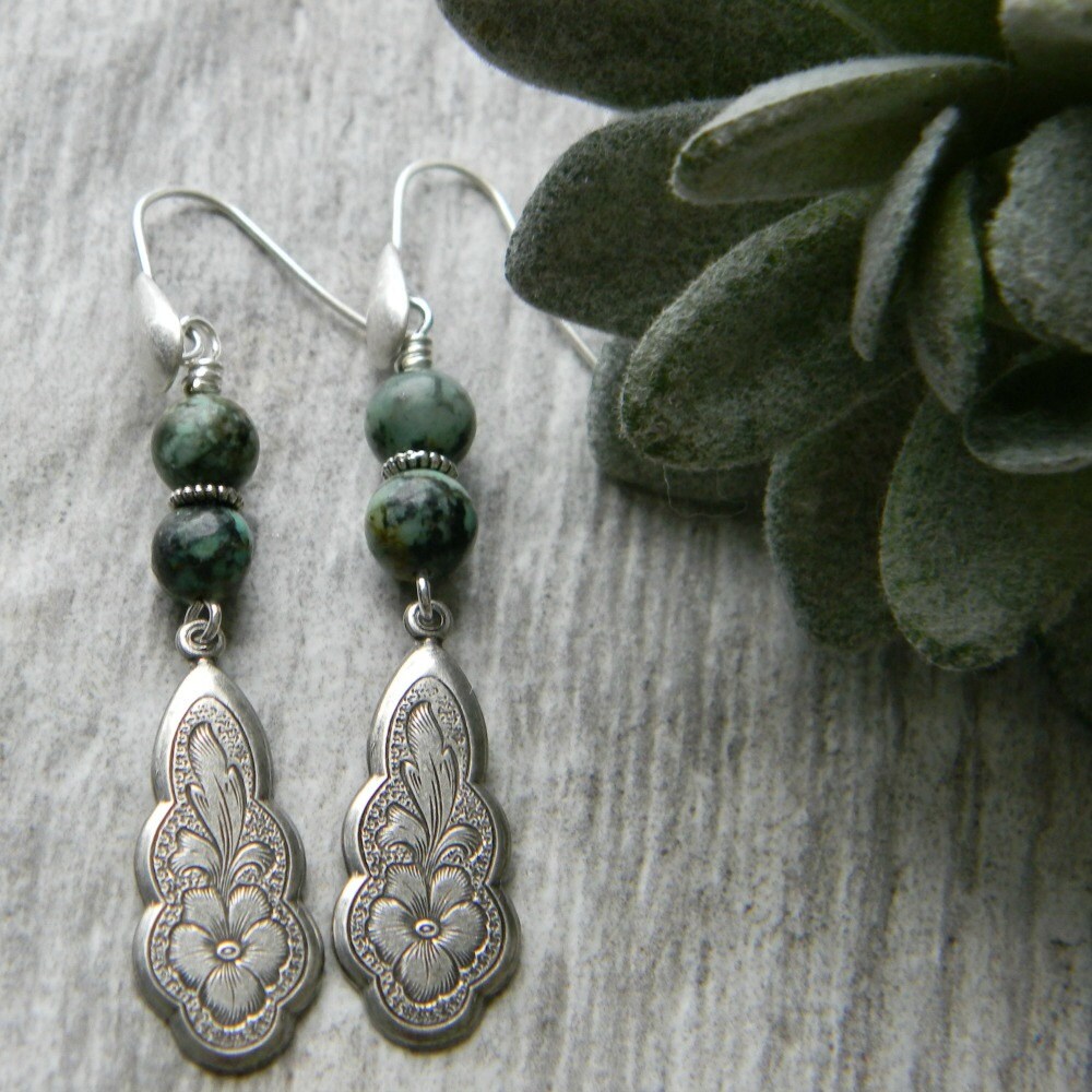 Dangle Earrings African Turquoise