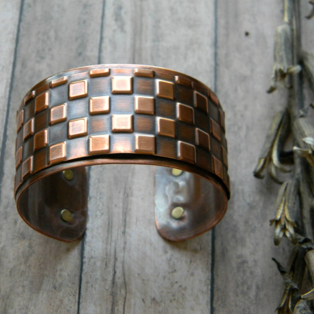 Copper Cuff Bracelet Squares