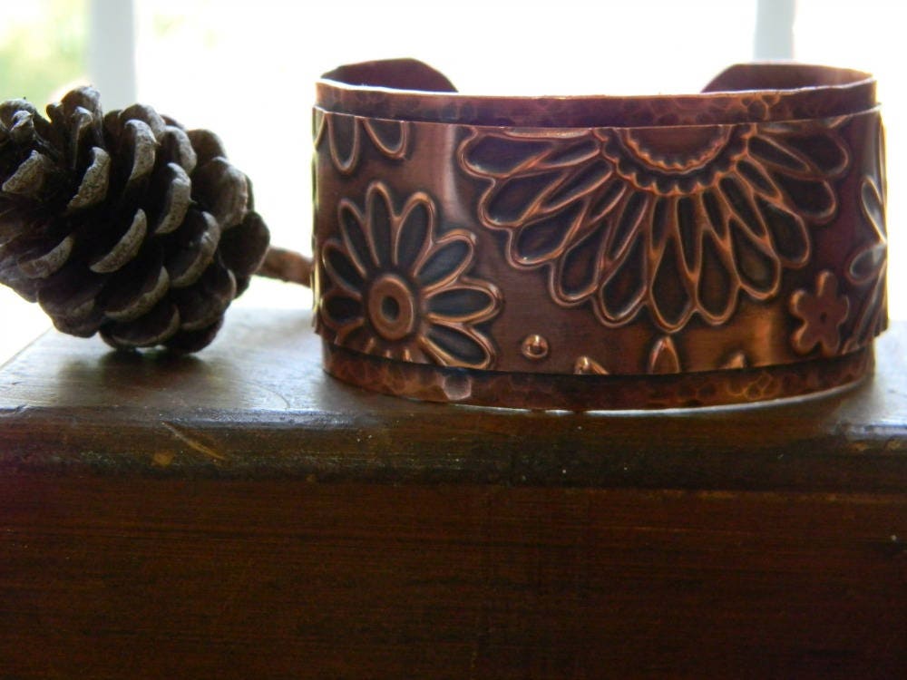 Copper Cuff Bracelet Daisy