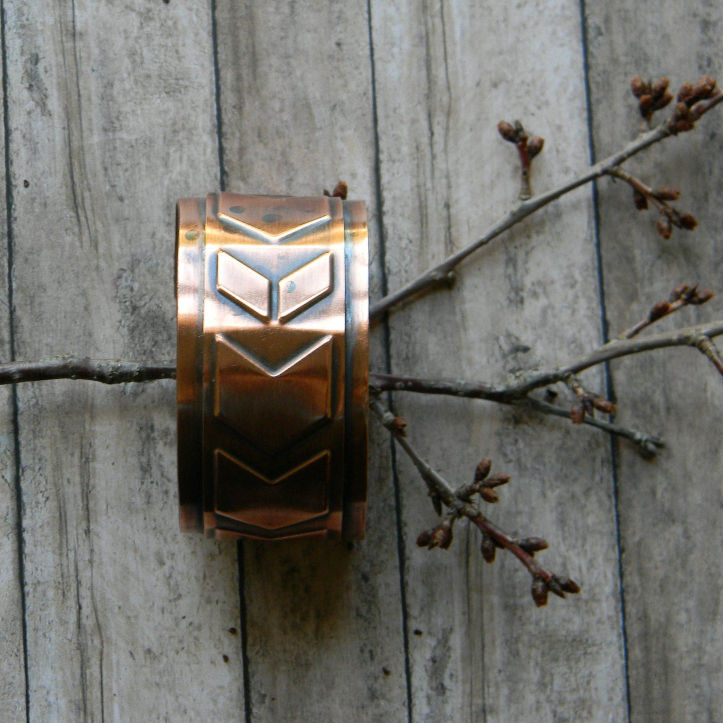 Copper Cuff Bracelet Chevron