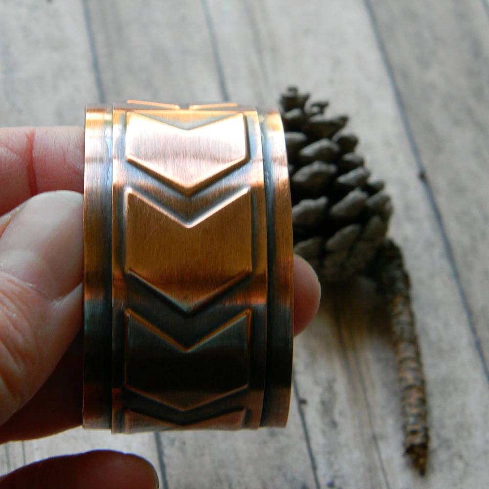 Copper Cuff Bracelet Chevron