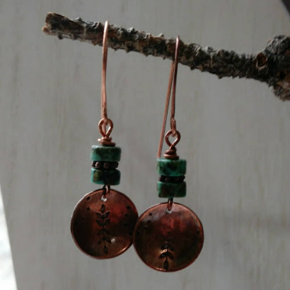 Turquoise and Copper Earrings