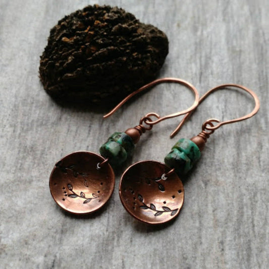 Hand Stamped Copper Earrings