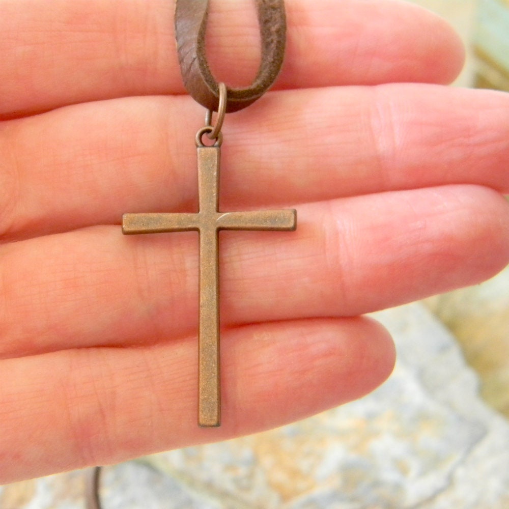 Cross Necklace Antiqued Copper