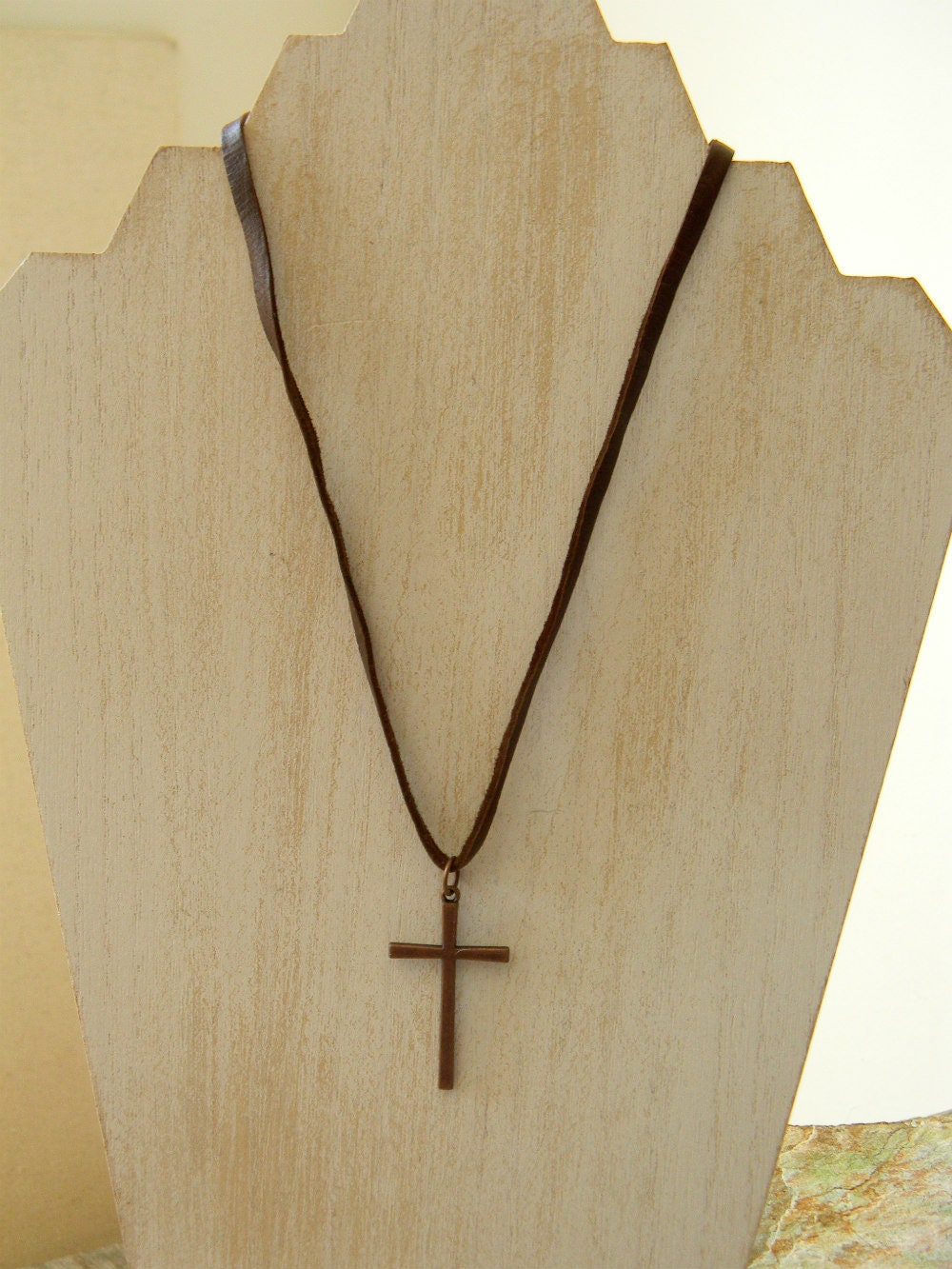 Cross Necklace Antiqued Copper