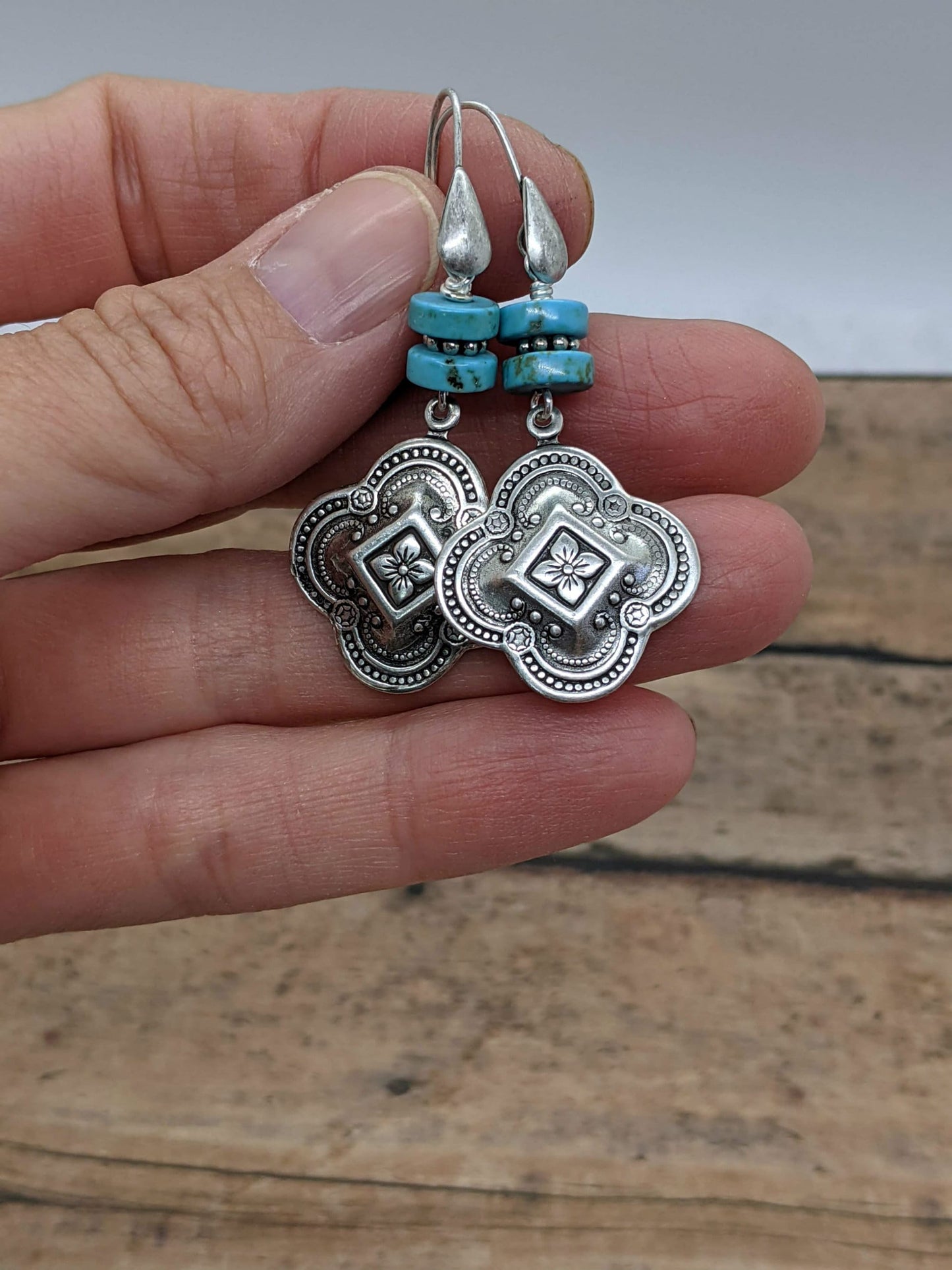 Turquoise Earrings Quatrefoil