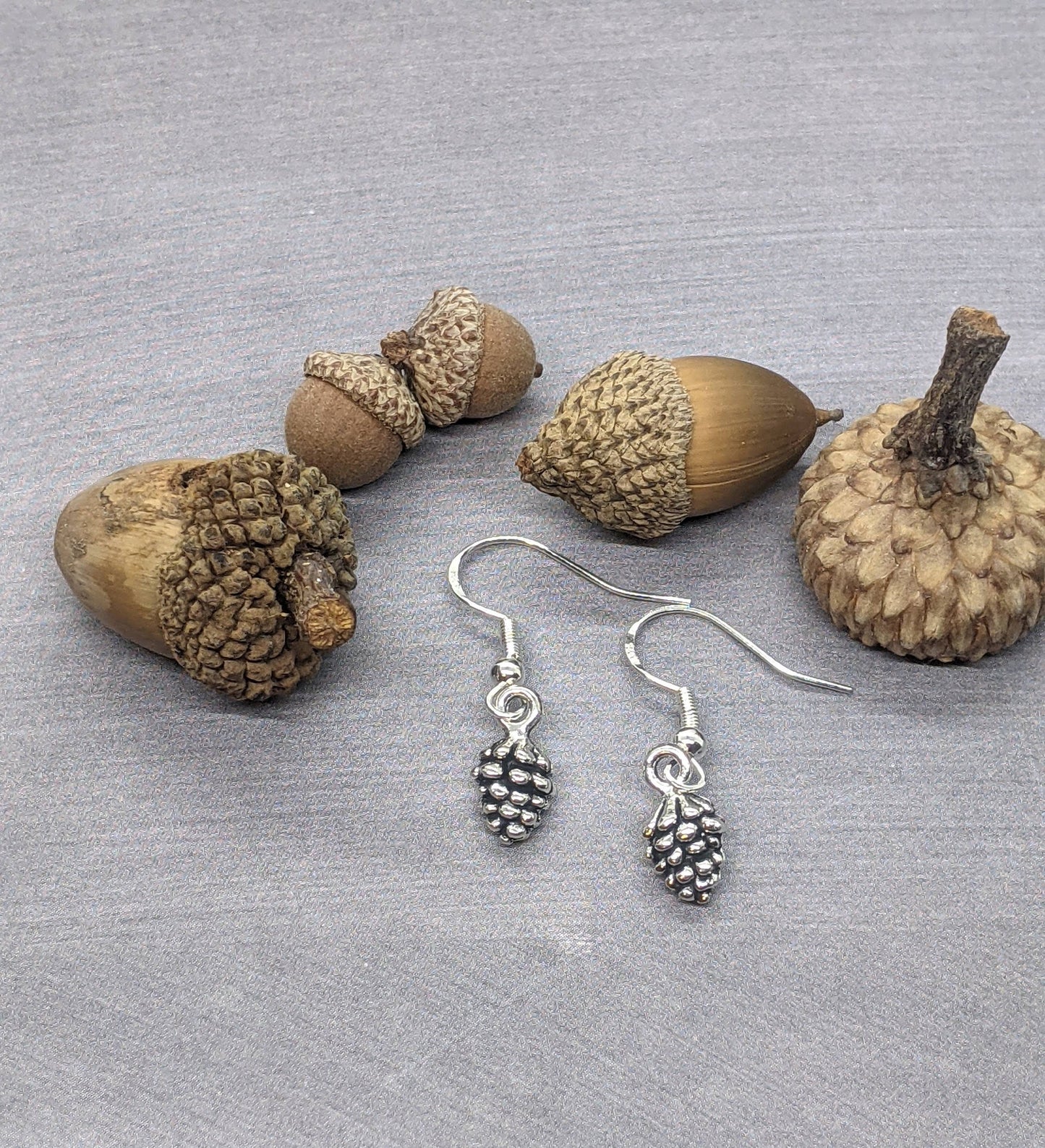 Pine Cone Earrings Silver