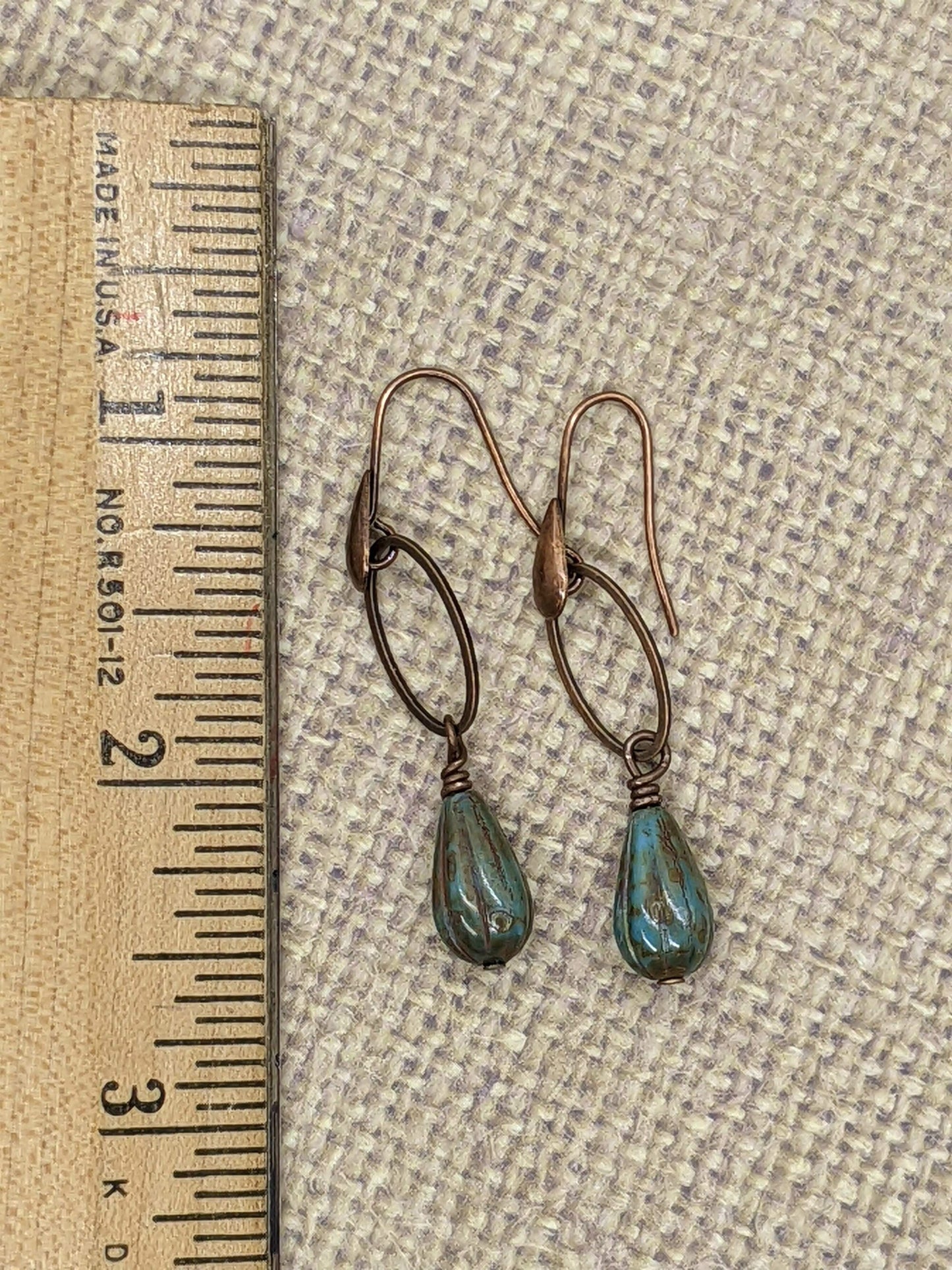 Earthy Blue and Copper Earrings