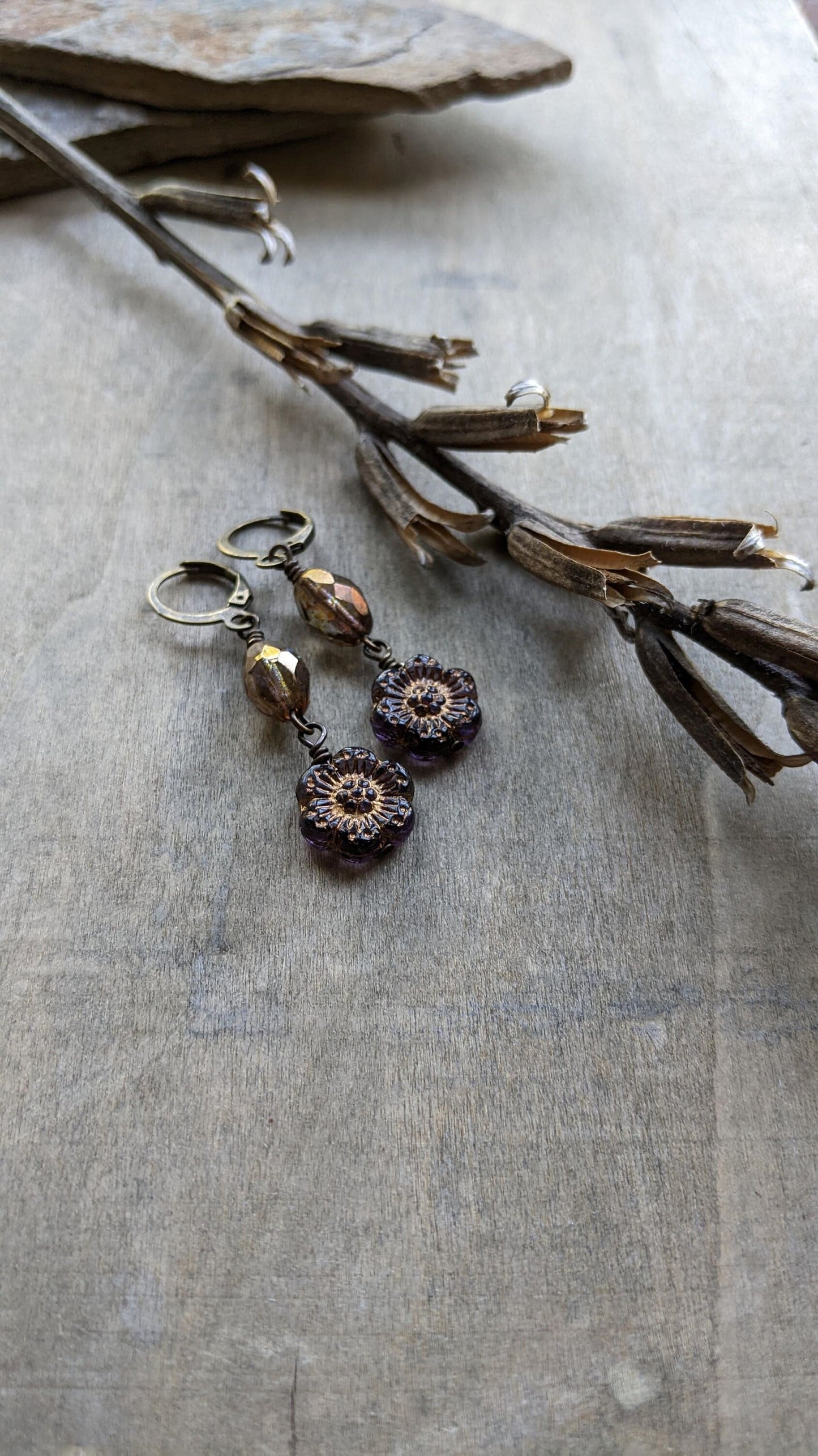 Flower Earrings Purple