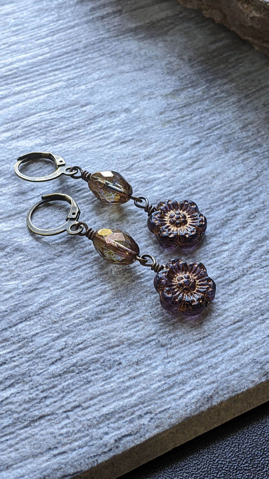 Flower Earrings Purple