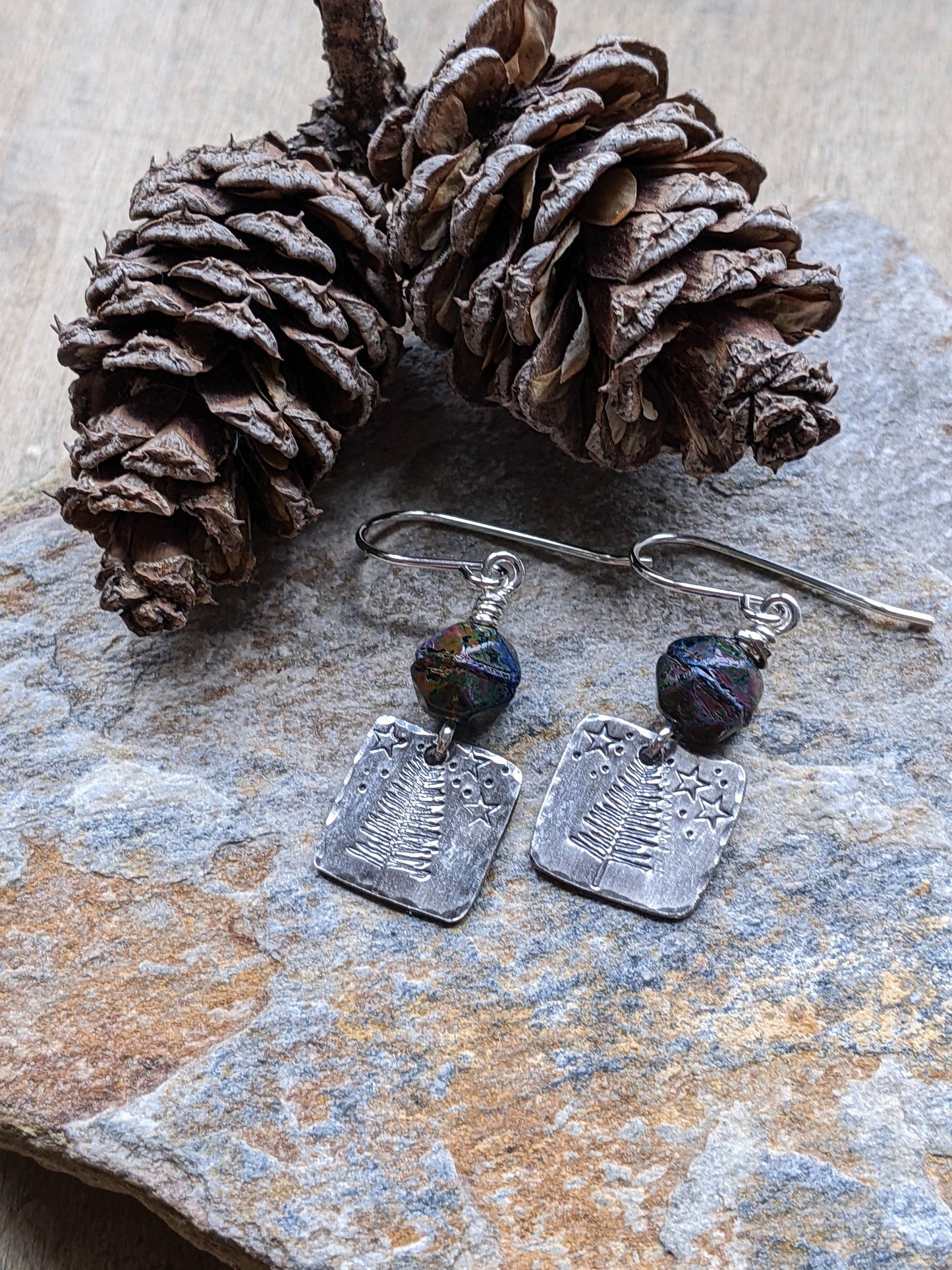 Sterling Silver Pine Tree Earrings