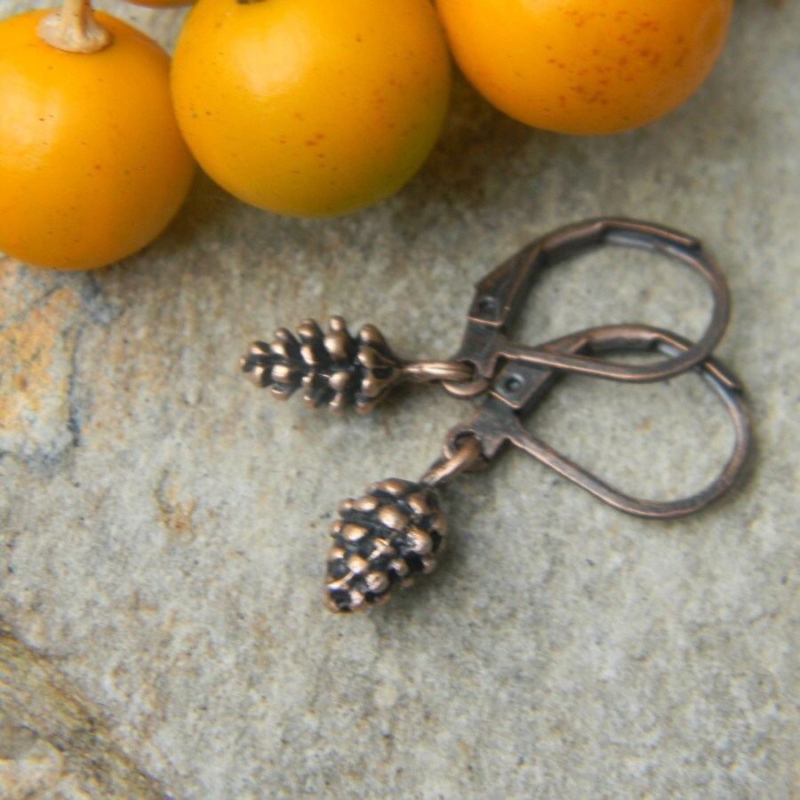 Pine Cone Earrings Copper