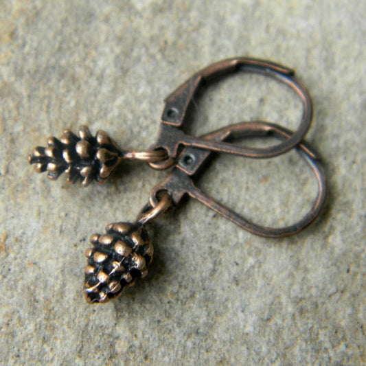 Pine Cone Earrings Copper