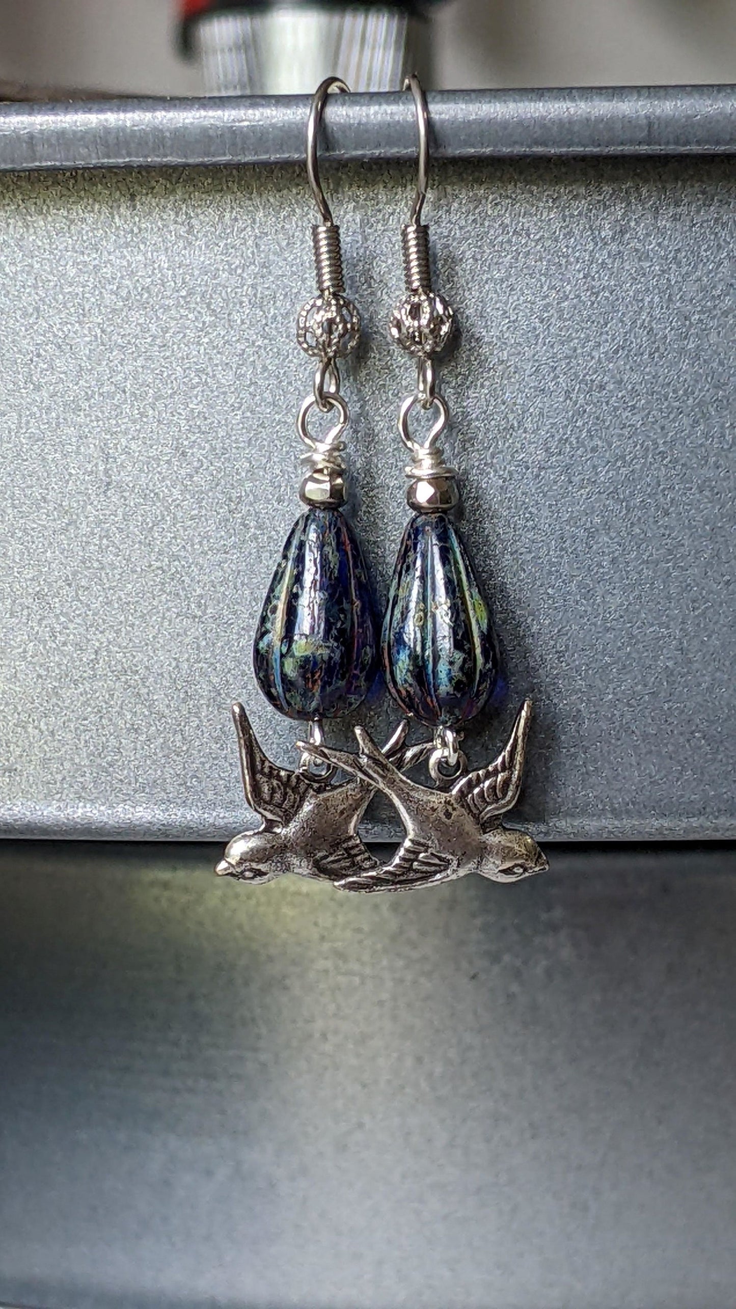 Bird Earrings Midnight Blue