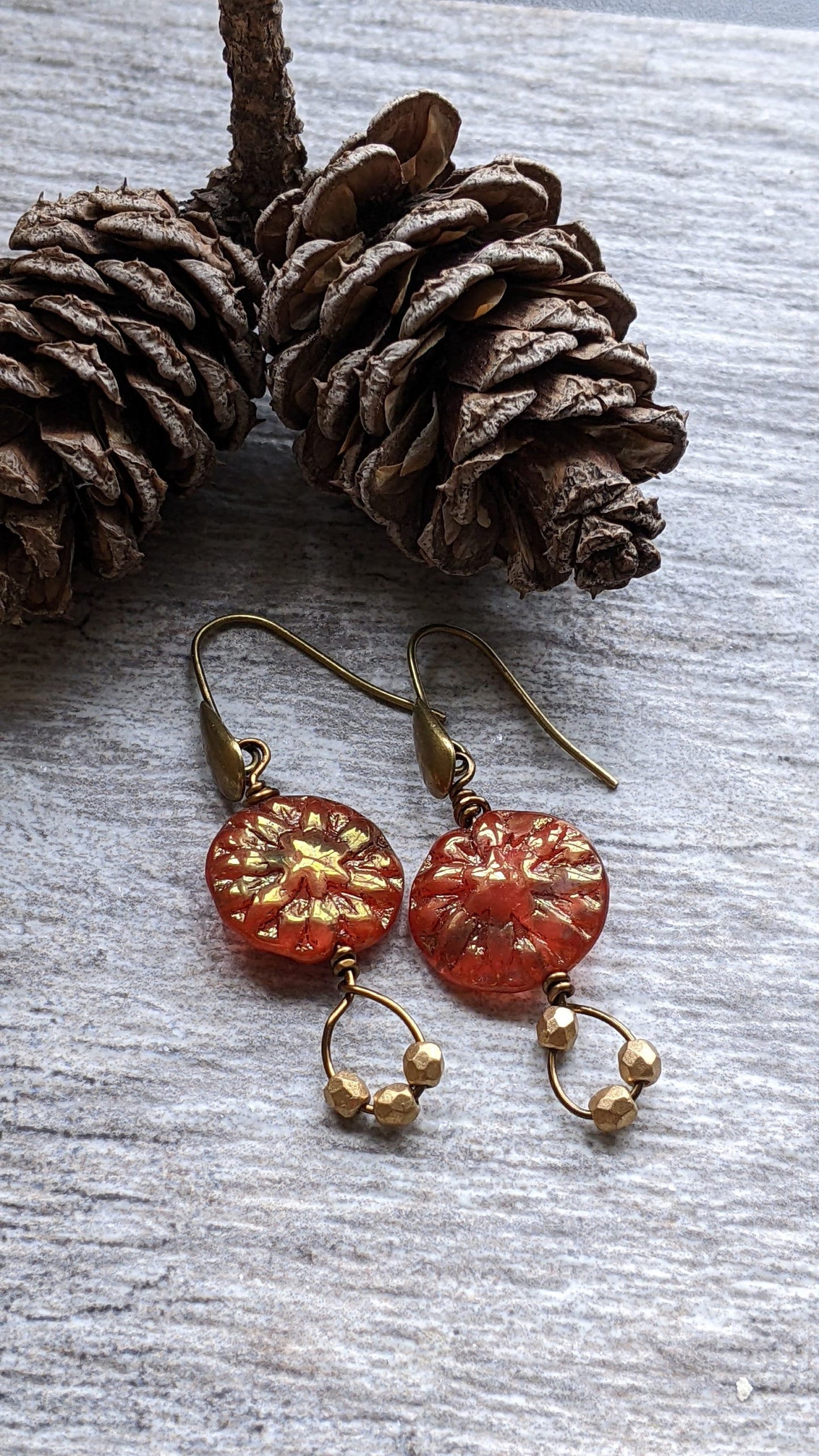 Burnt orange beaded earrings