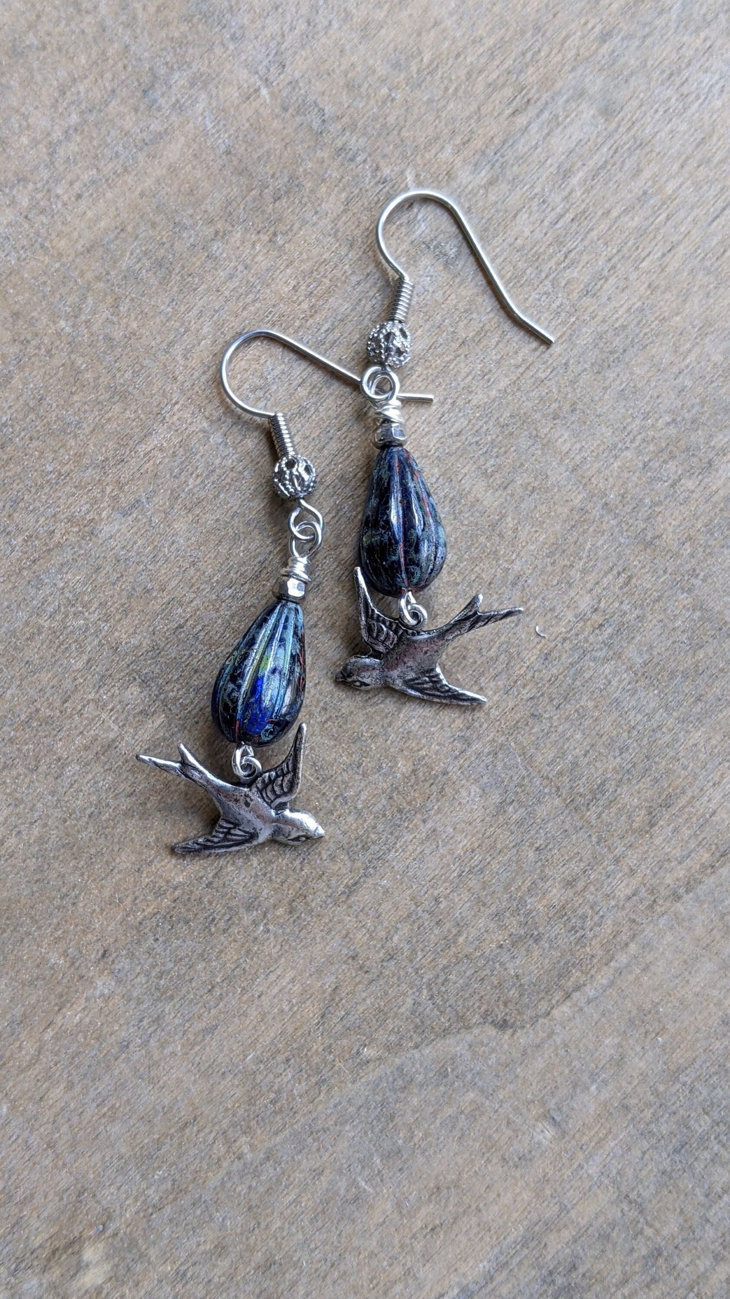 Bird Earrings Midnight Blue