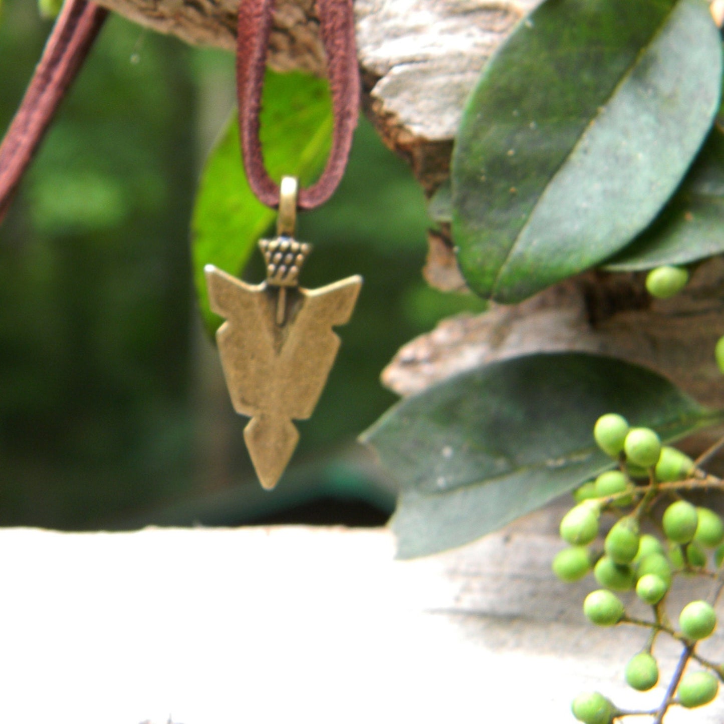 Men's Leather Cord Necklace Arrowhead